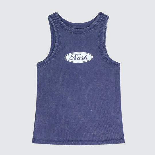Macy Raw Hem Ribbed Tank [Indigo]