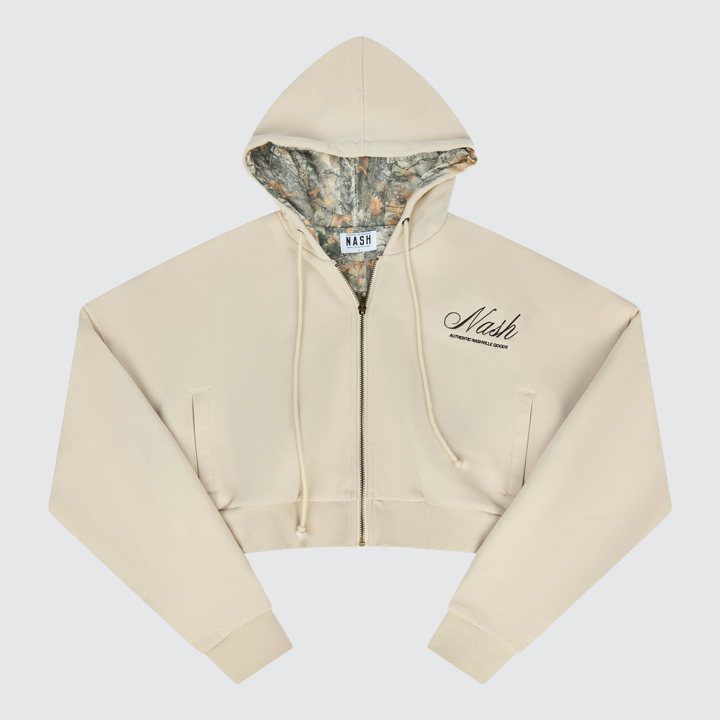 Carrie Cropped Zip Hoodie [Cream/Camo]