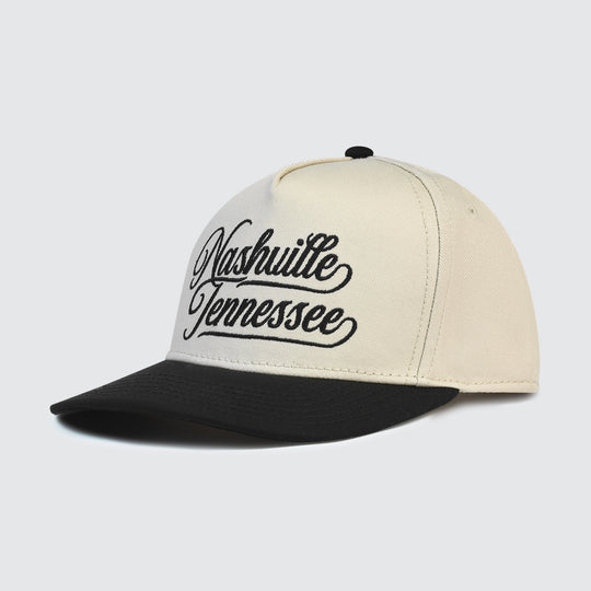 Nashville Tennessee Cursive Snapback [Black/Cream]