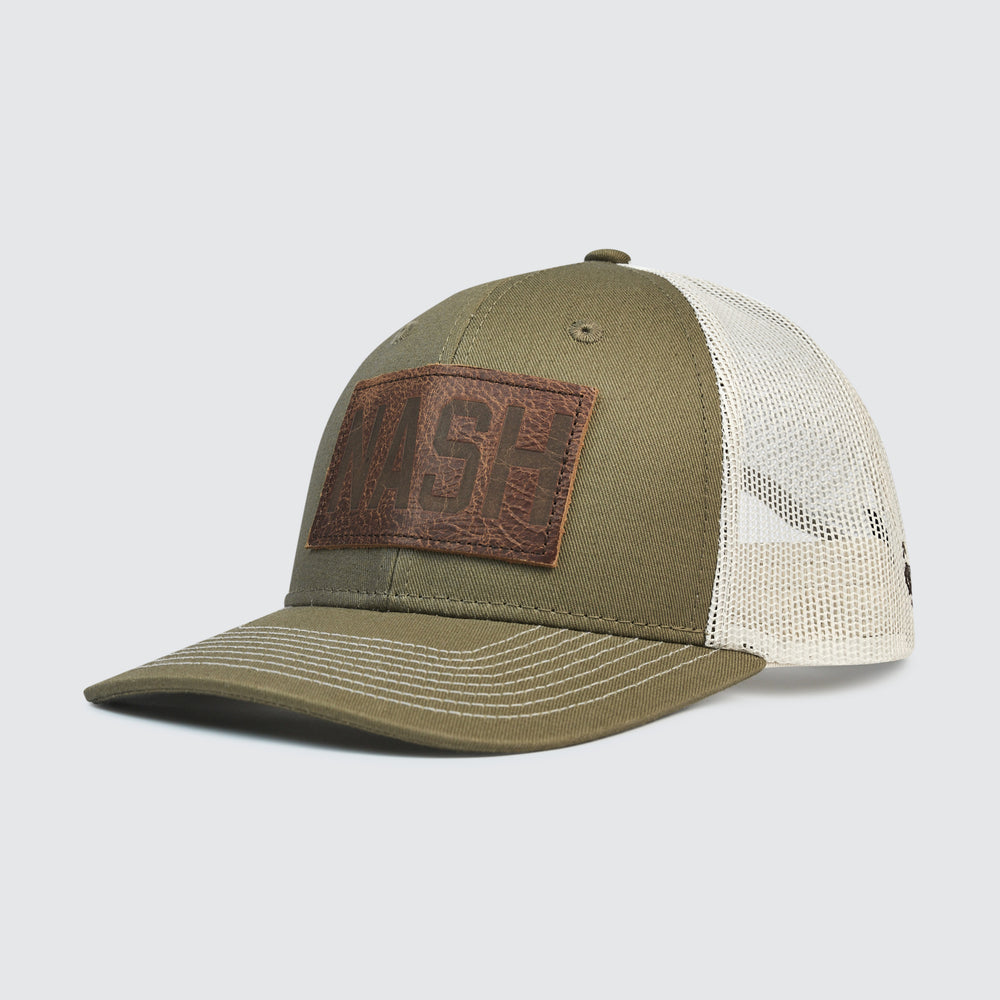 NASH Leather Patch Trucker [Olive]
