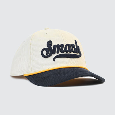 SMASH Script Corduroy Snapback [Navy/Cream]