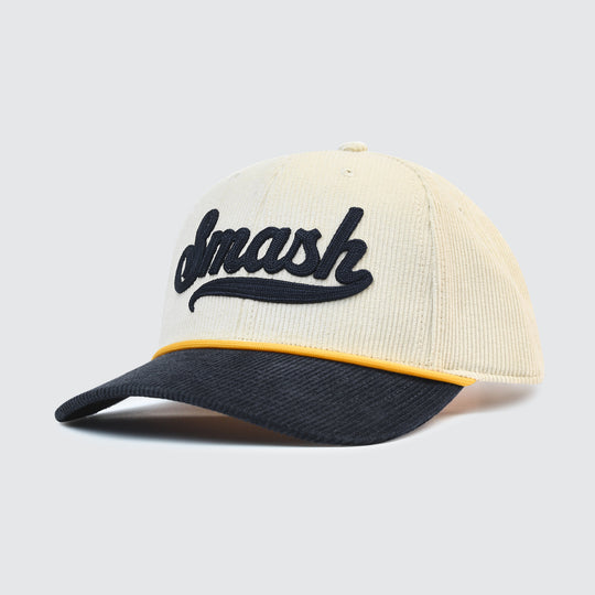 SMASH Script Corduroy Snapback [Navy/Cream]