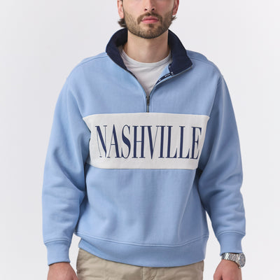 Callie Color Block Quarter Zip [Slate Blue/Cream]
