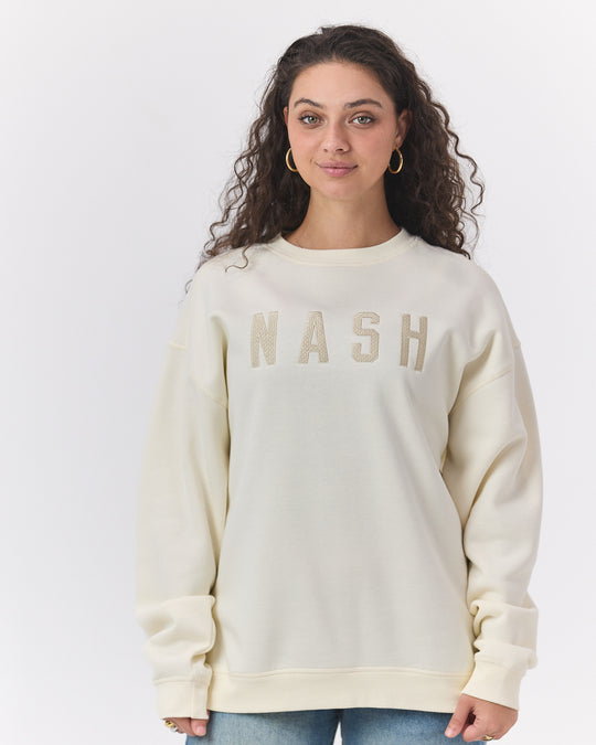 Lucy Embroidered Crew [Vintage White]