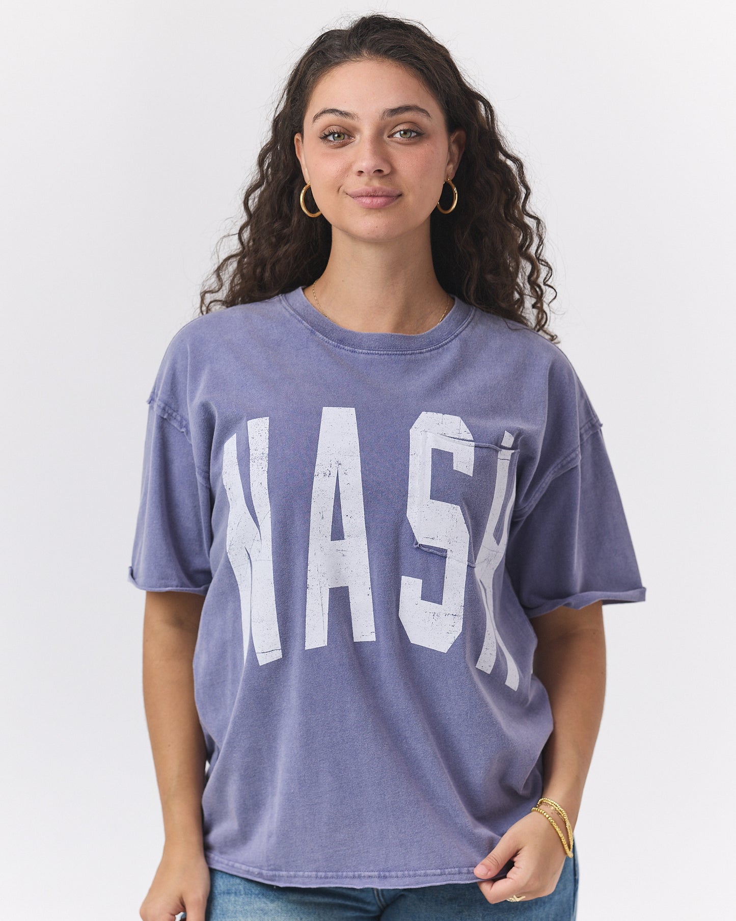 Mimi Raw Hem Pocket Tee [Indigo]