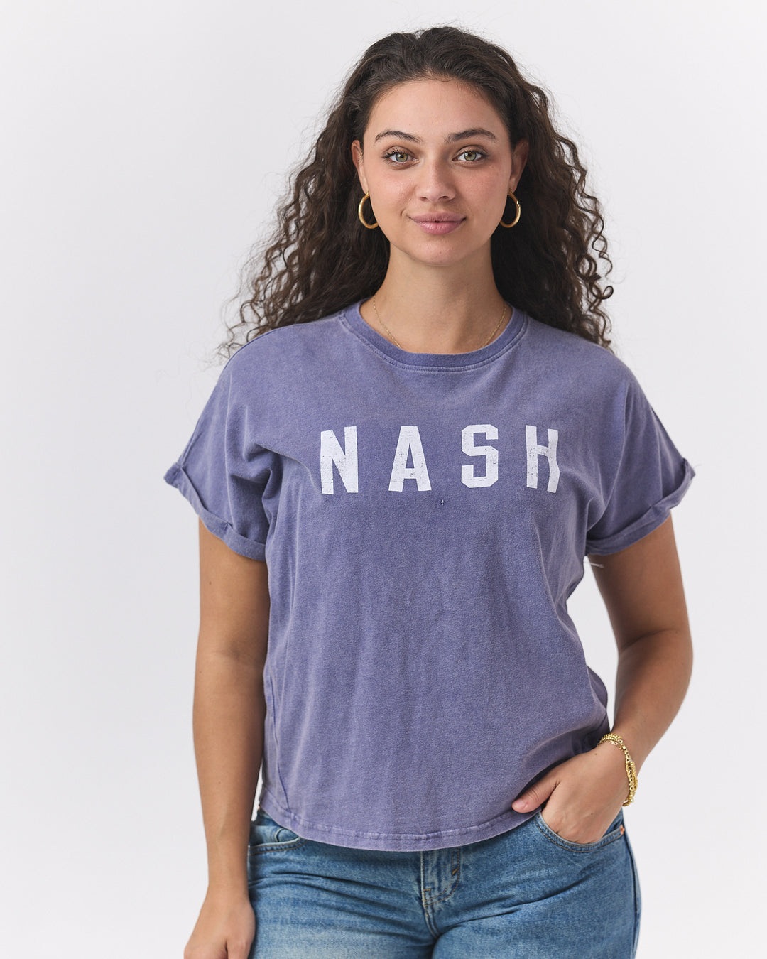 Kristin Cuff Sleeve Tee [Indigo]