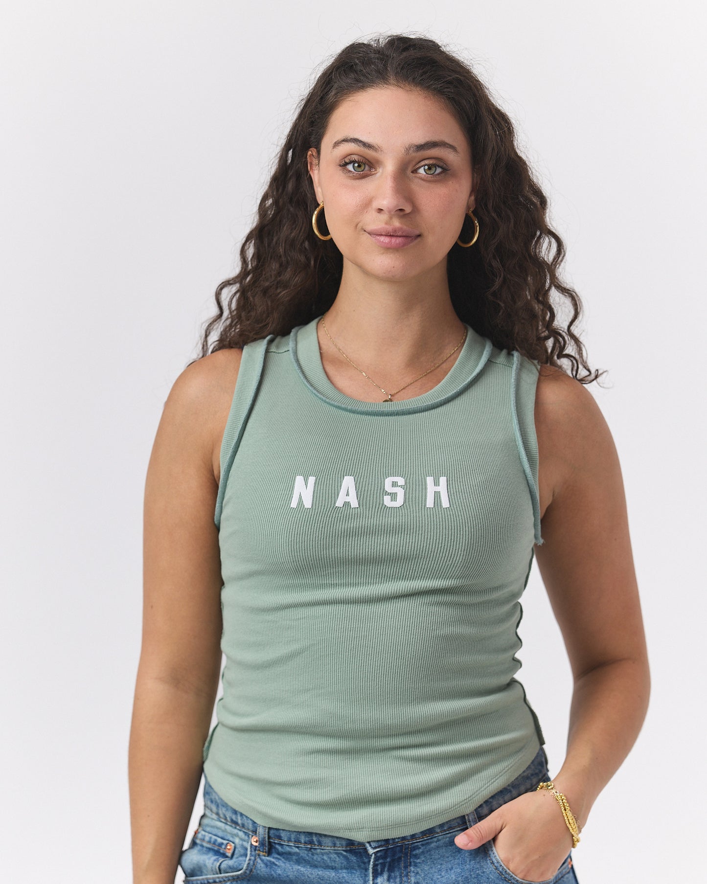 Scarlett Ribbed Tank [Sage Green]