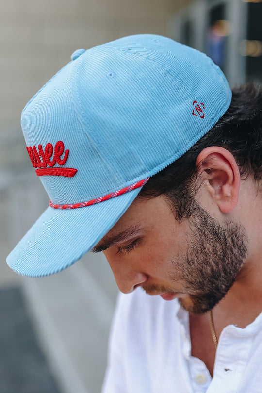 Tennessee Corduroy Rope Snapback [Light Blue/Red]