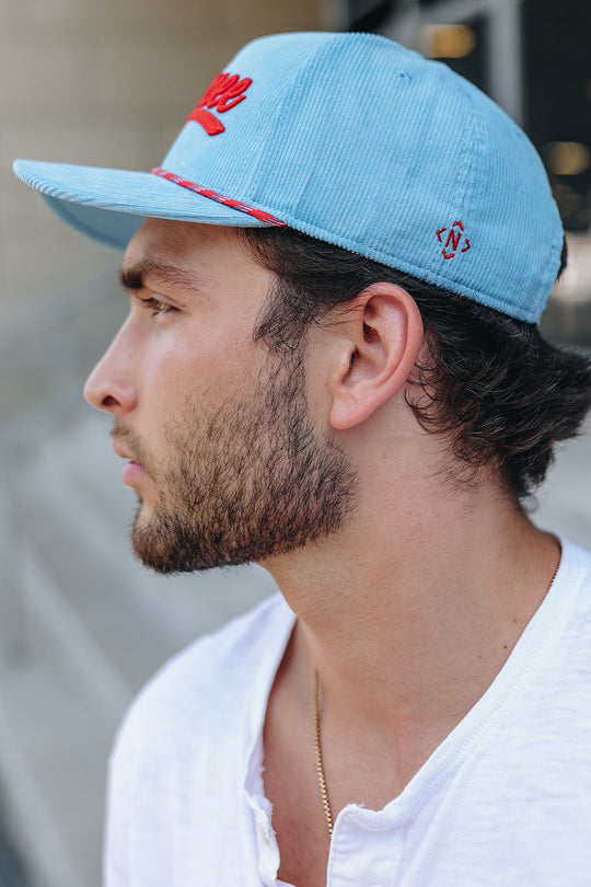 Tennessee Corduroy Rope Snapback [Light Blue/Red]