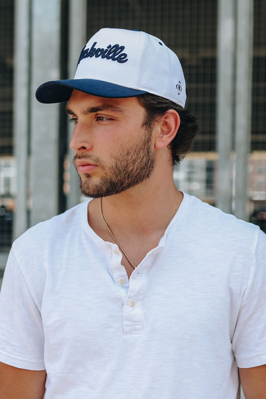 Nashville Chain Stitch Snapback [Navy/White]