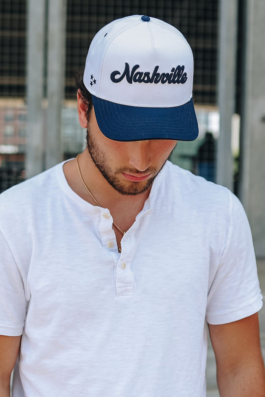 Nashville Chain Stitch Snapback [Navy/White]