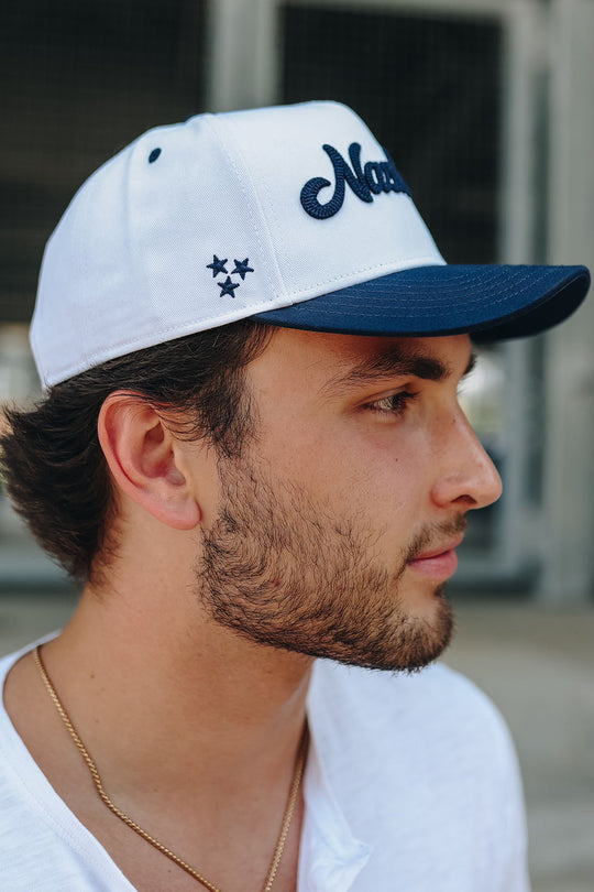 Nashville Chain Stitch Snapback [Navy/White]