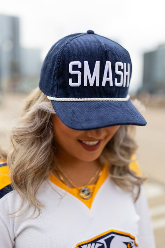 SMASH Corduroy Snapback [Navy/White]