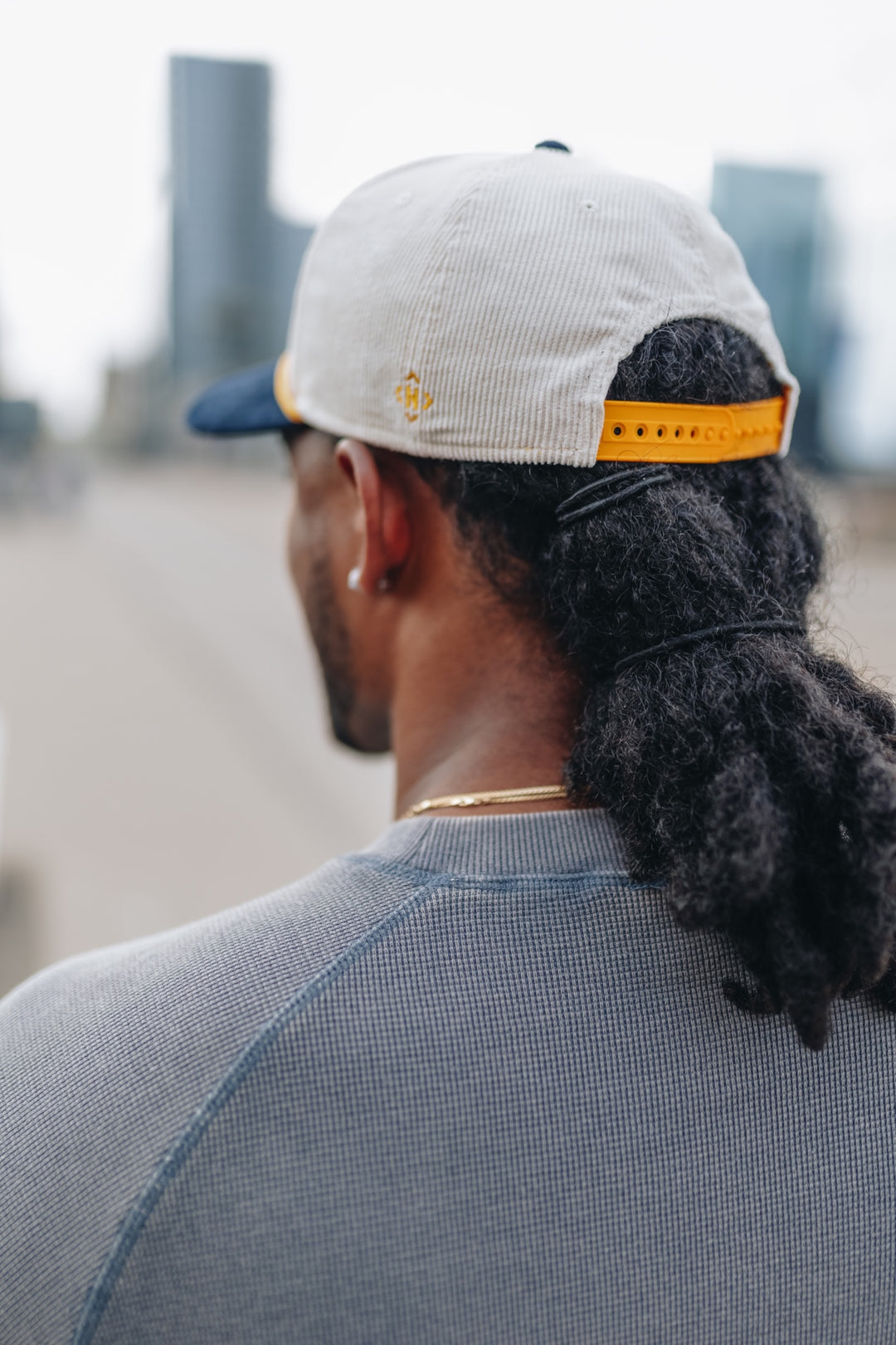 SMASH Script Corduroy Snapback [Navy/Cream]