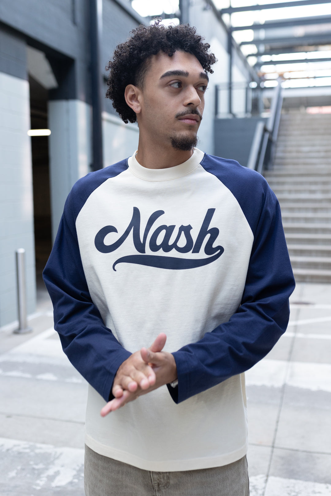 NASH Color Block Long Sleeve [Beige/Navy]