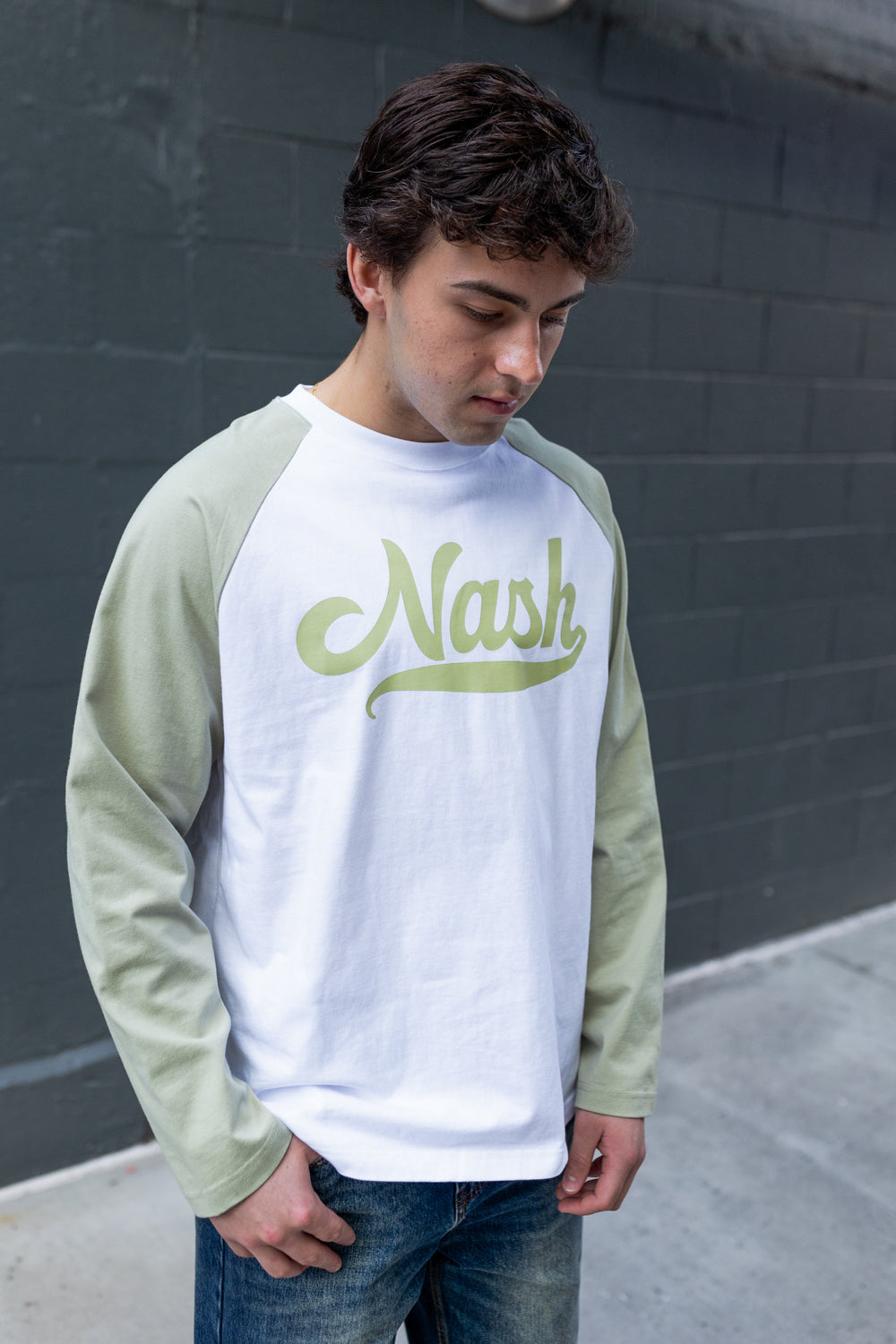 NASH Color Block Long Sleeve [White/Light Green]