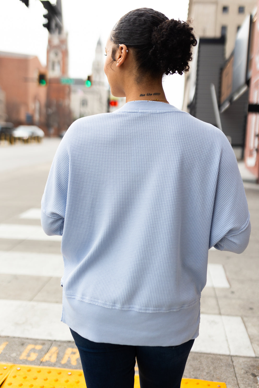 Wilder Waffle Knit Tunic [Light Blue]