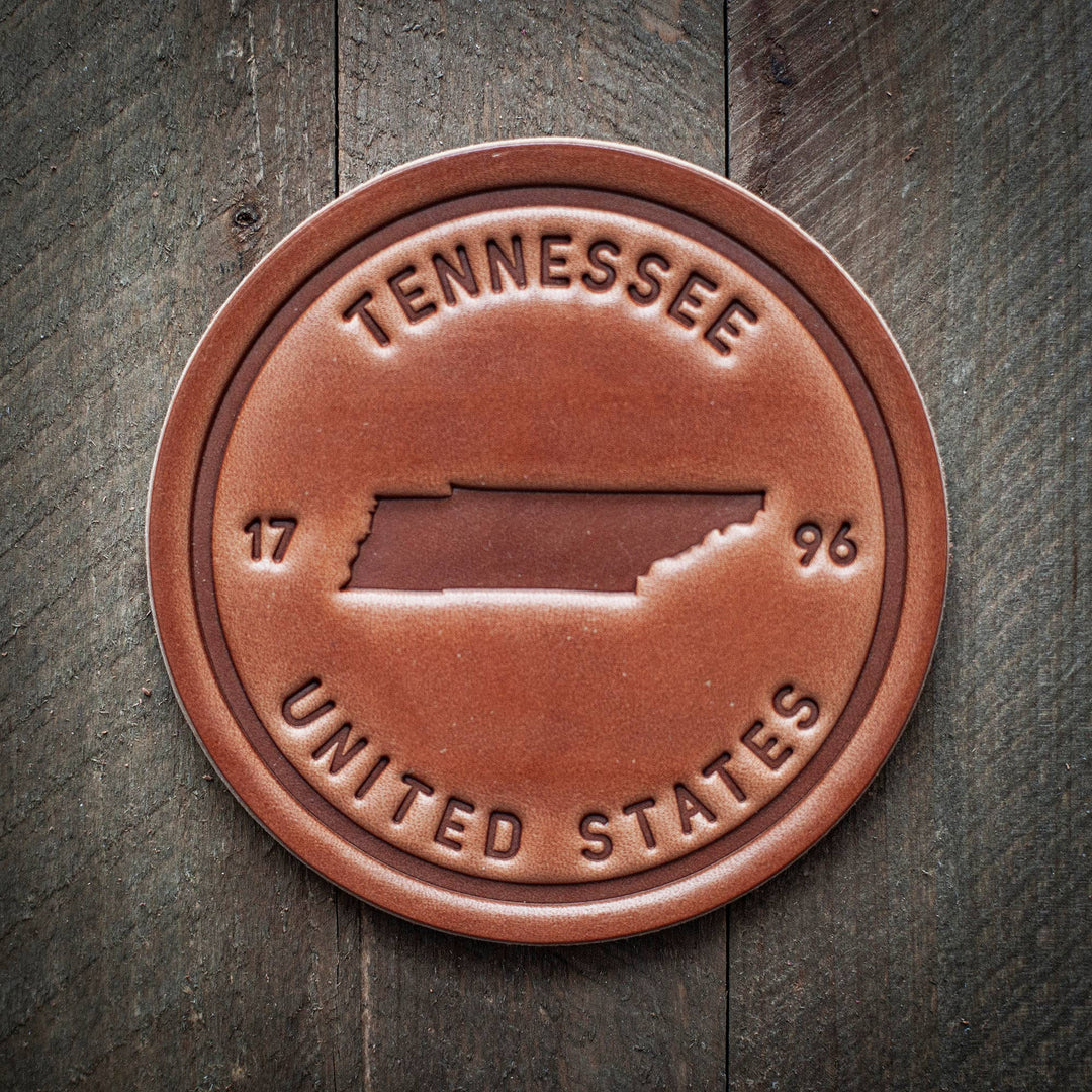 Tennessee Silhouette Leather Coaster