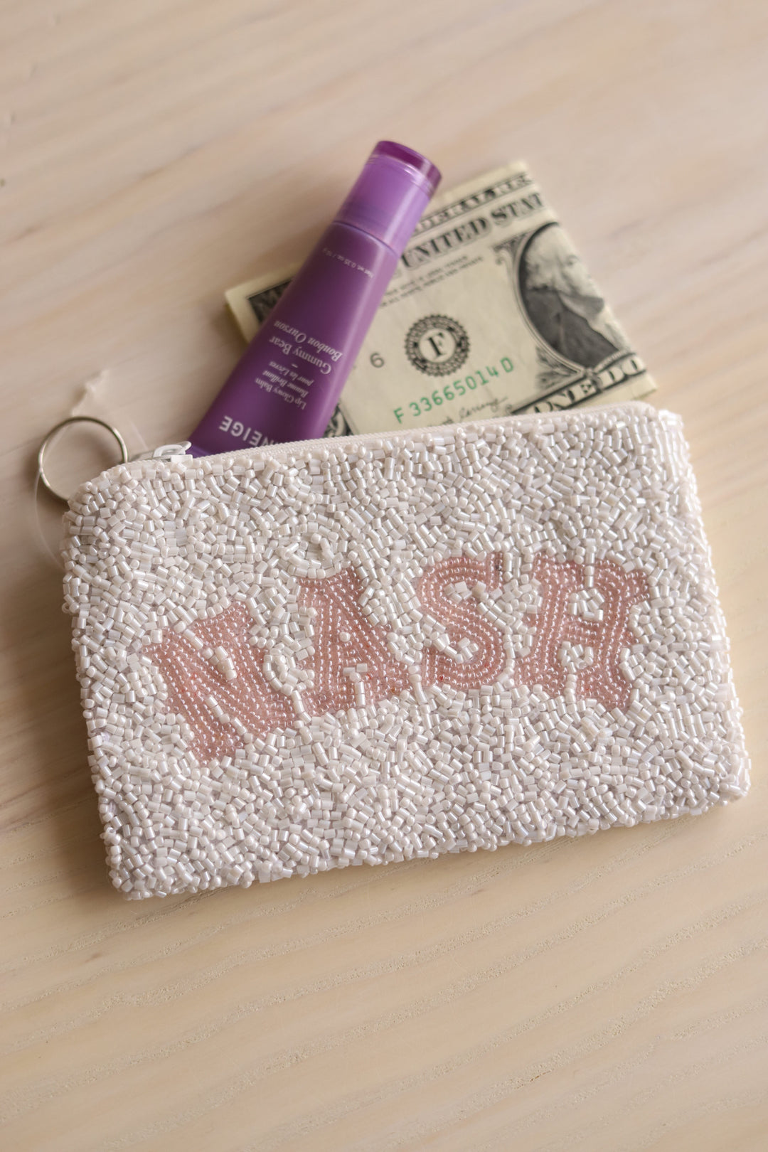 Beaded Coin Purse - NASH Western [White/Pink]