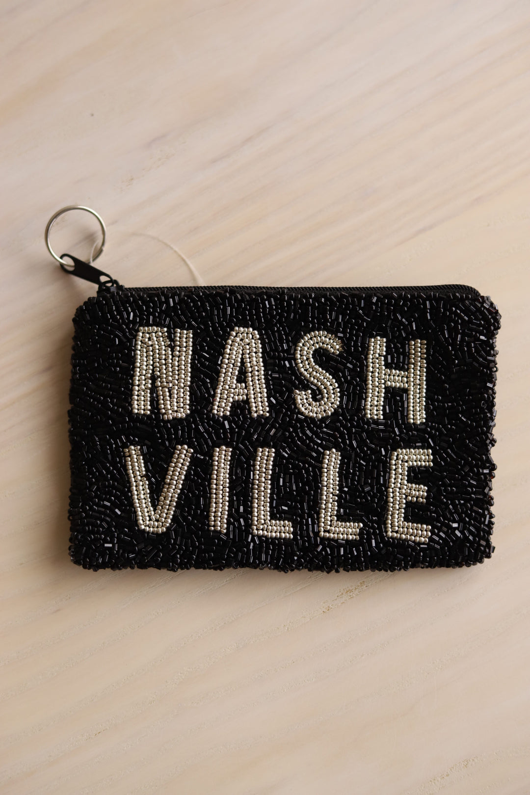 Beaded Coin Purse Stacked Nashville [Black/Silver]