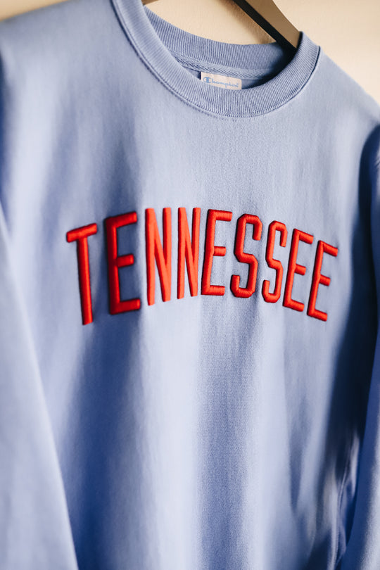 Tennessee Champion Reverse Weave Crew [Light Blue/Red]