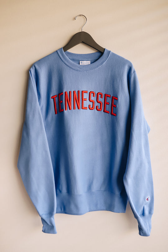 Tennessee Champion Reverse Weave Crew [Light Blue/Red]