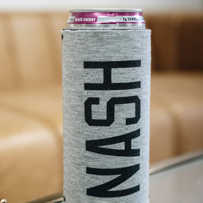 Heather gray NASH slim can cooler
