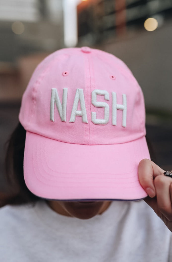 Bright pink ball cap with 3D embroidered NASH 
