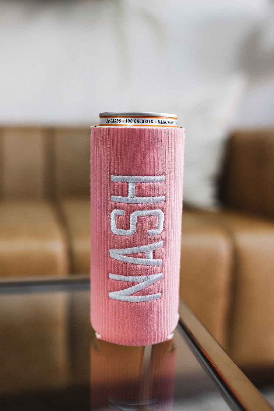 Slim Ribbed Can Cooler [Baby Pink]