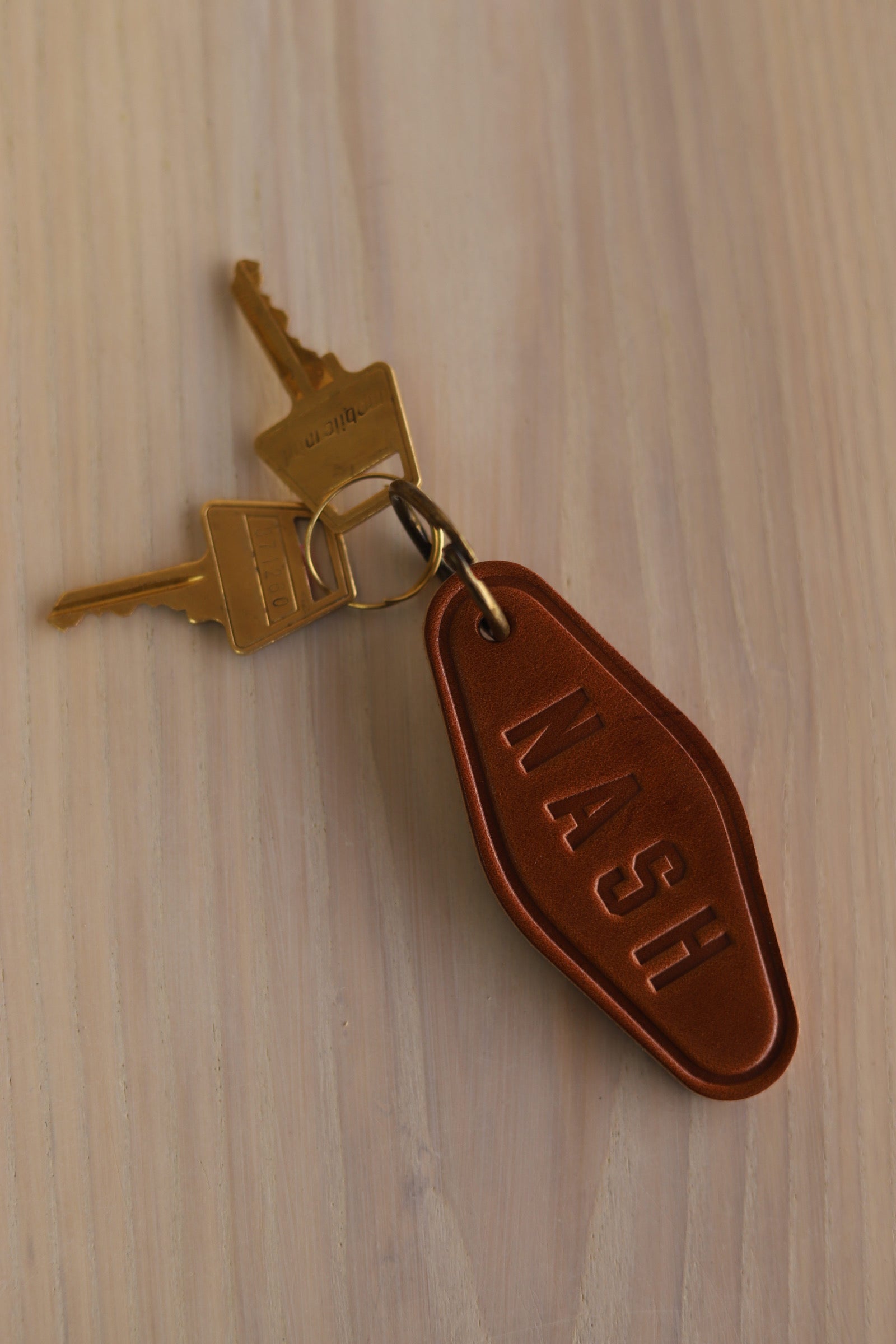 NASH Debossed Leather Keychain