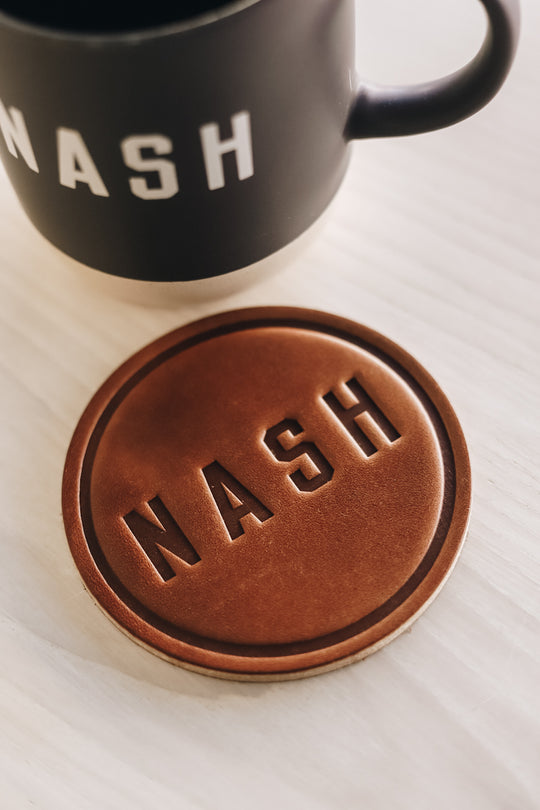 NASH Debossed Leather Coasters [Set Of 2]