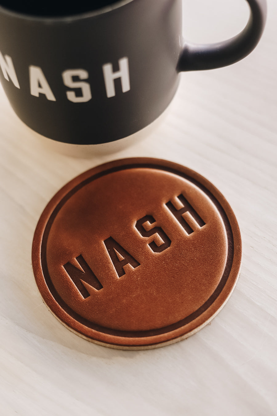 NASH Debossed Leather Coaster